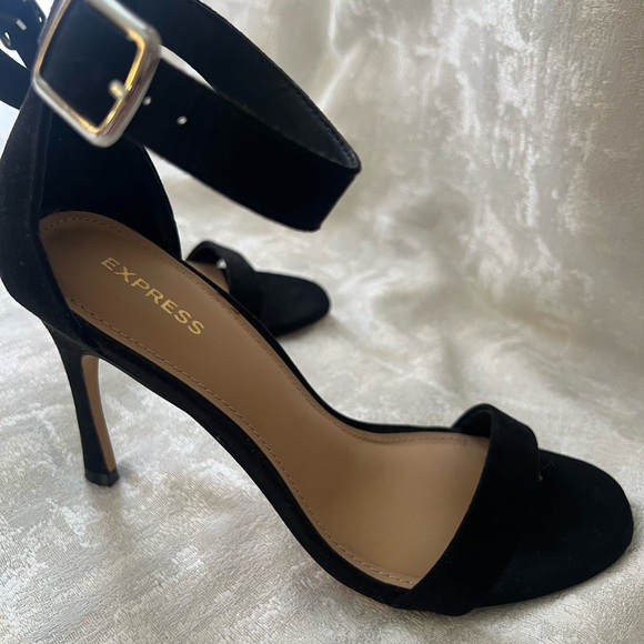 Express Shoes - Express Black Suede Heels with Stiletto Design